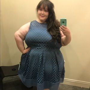 Lane Bryant plus size 28 blue skater a-line dress